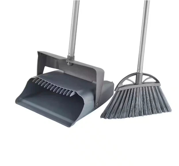 HDX 12 in. Lobby Broom and Dustpan Set with Upright Swivel Pan for Easy Use
