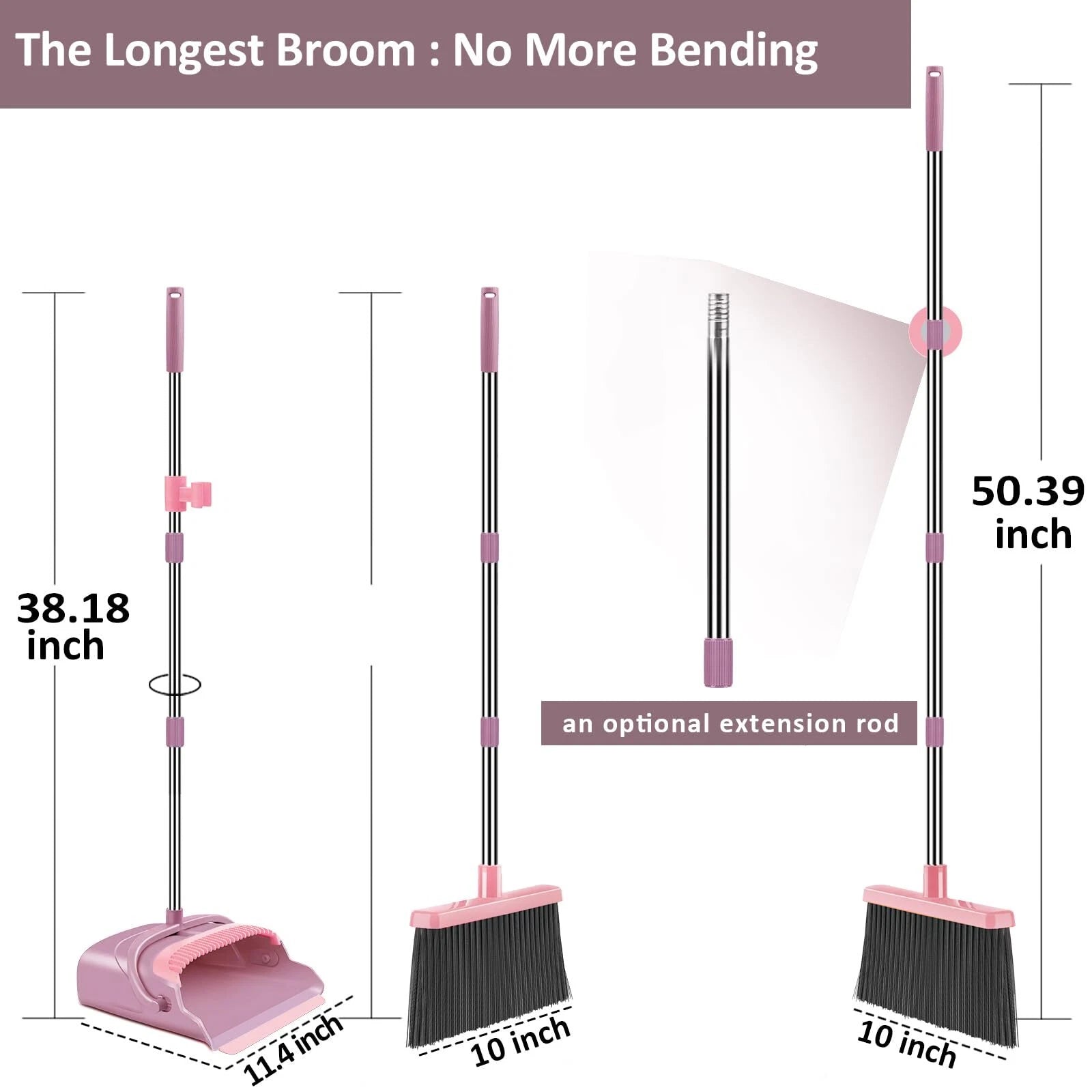 Broom And Dustpan Set For Home Office Indoor&outdoor Sweeping Stand Up Broom And