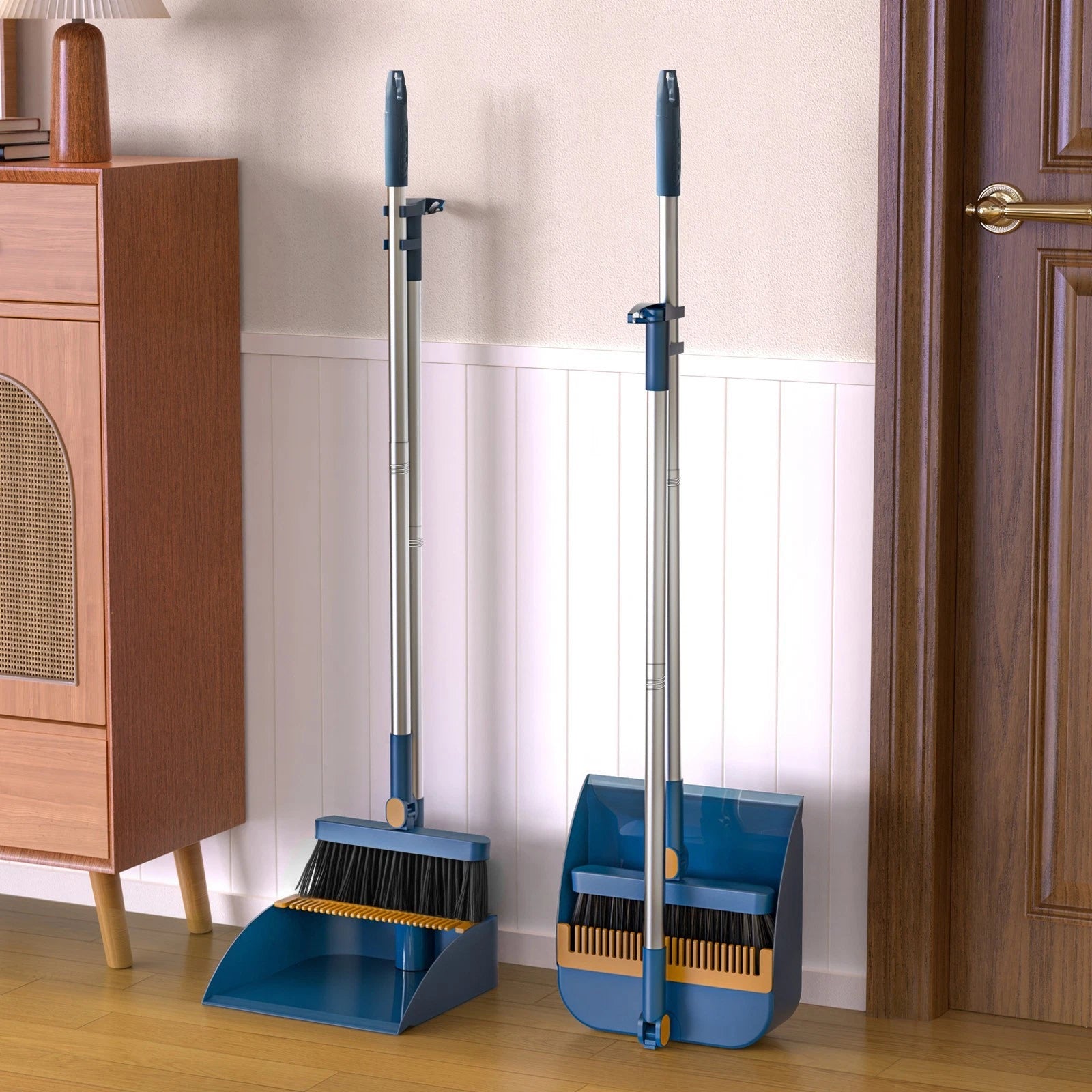 1x Broom Dustpan Set With Sturdy Long Handle Combo For Kitchen Indoor Outdoor