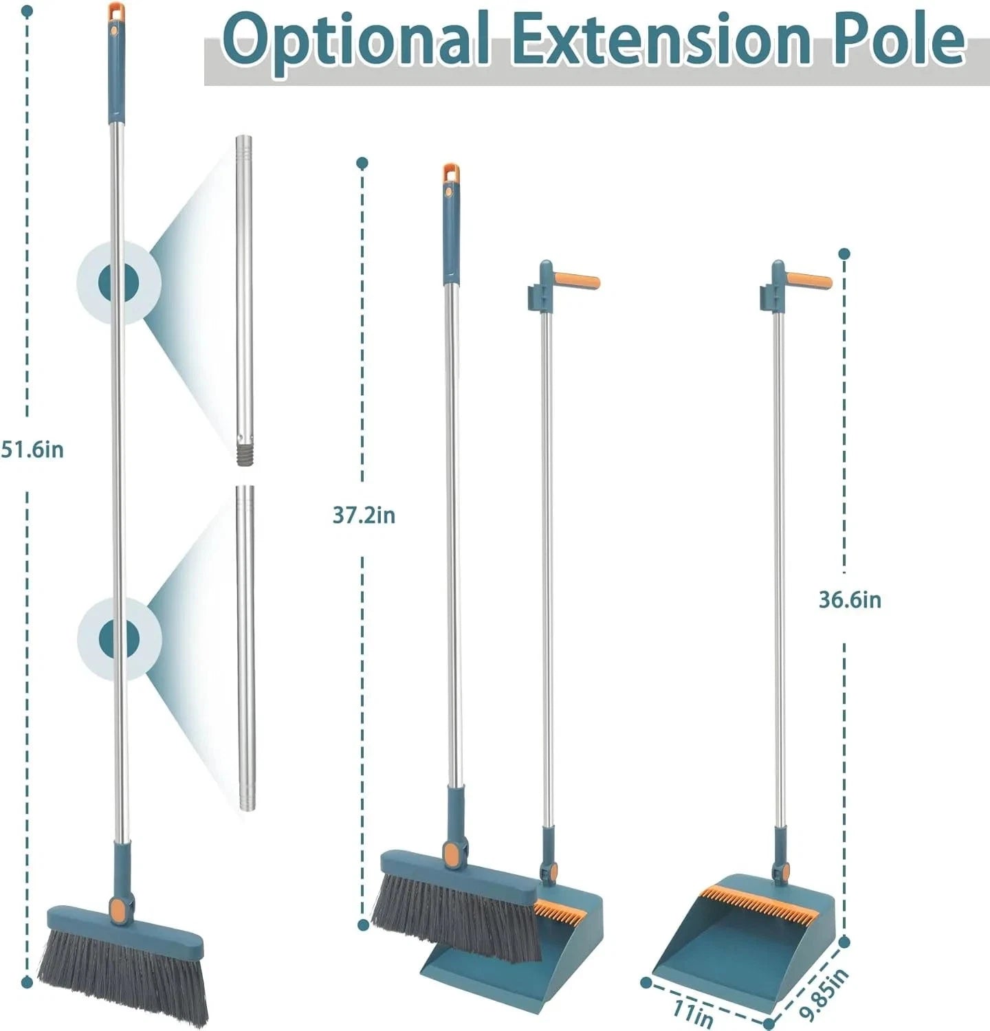 Broom and Dustpan Combo Set, Long Handled Adjustable Broom and Dustpan Set，New！