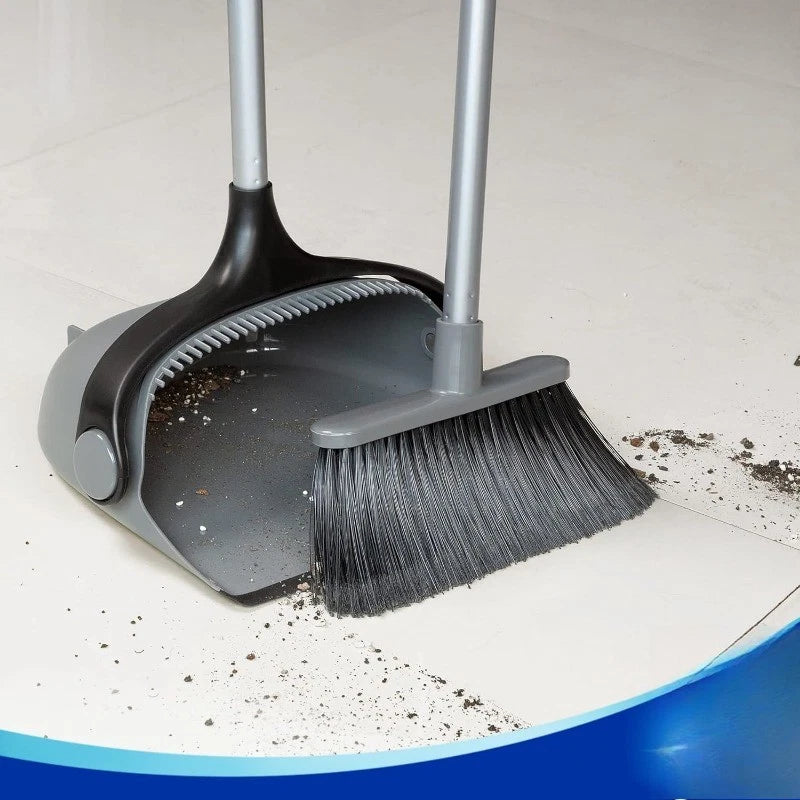 Broom and Dustpan Set with Adjustable Long Handle, Upright Combo for Floor