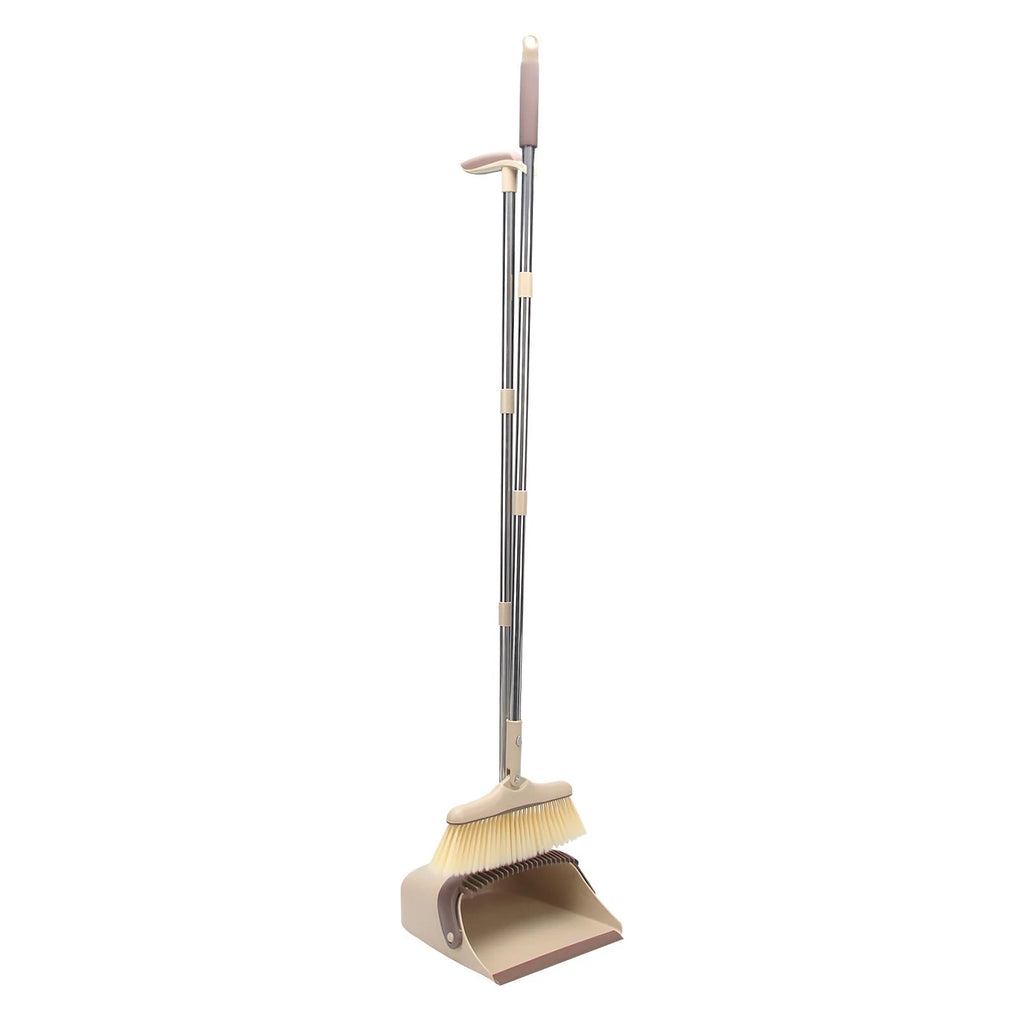Broom and Dustpan Set with Long Handle Stand Up Pan for Home Office Lobby Use