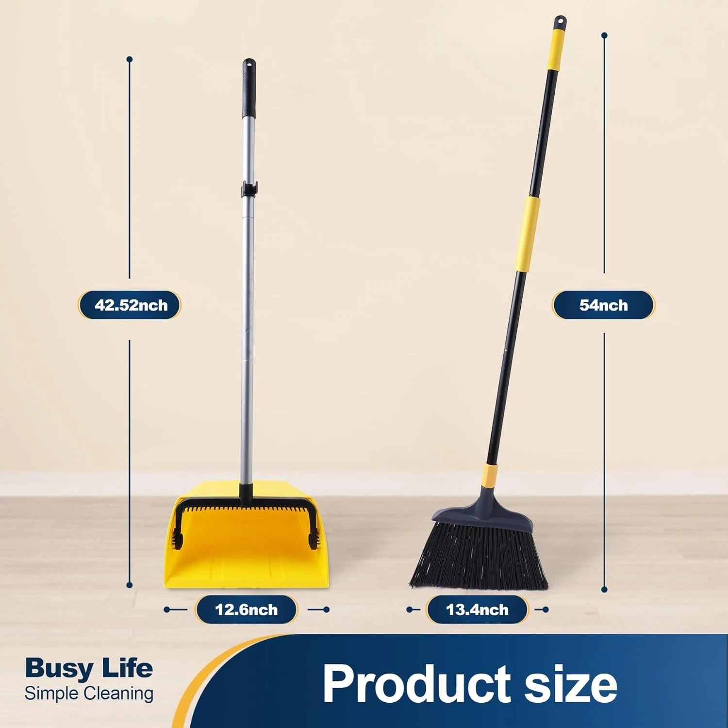 Commercial Broom and Dustpan Set with Comb Commercial Outdoor Indoor