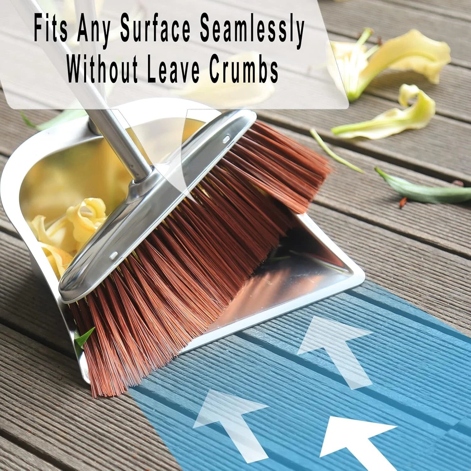 Broom and Dustpan Set for Home, 56" Upright Long Handle Broom and Dustpan Set