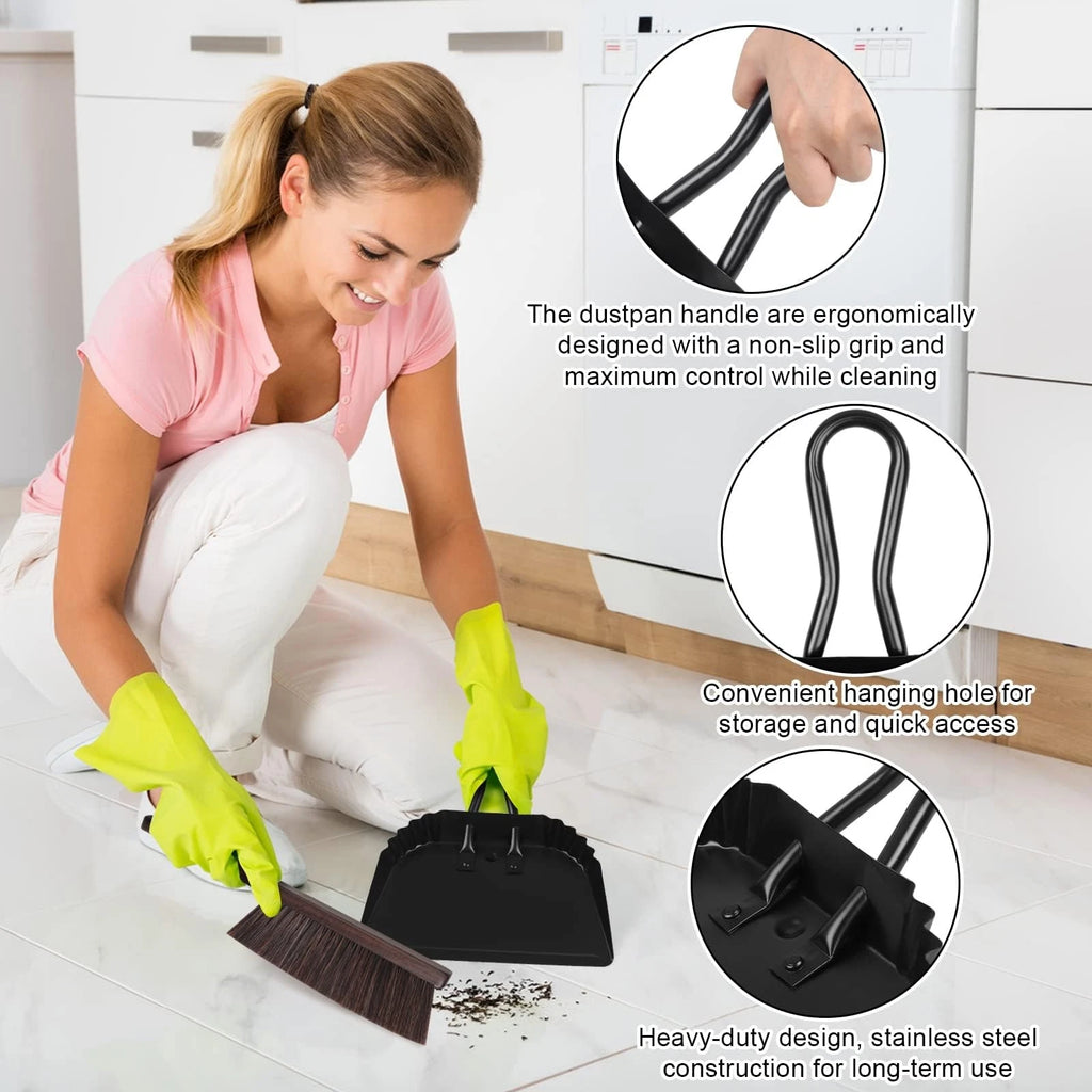 Dustpan and Brush Set-Handheld Angled Dust Pan and Hand Broom Set,Whisk Broom...