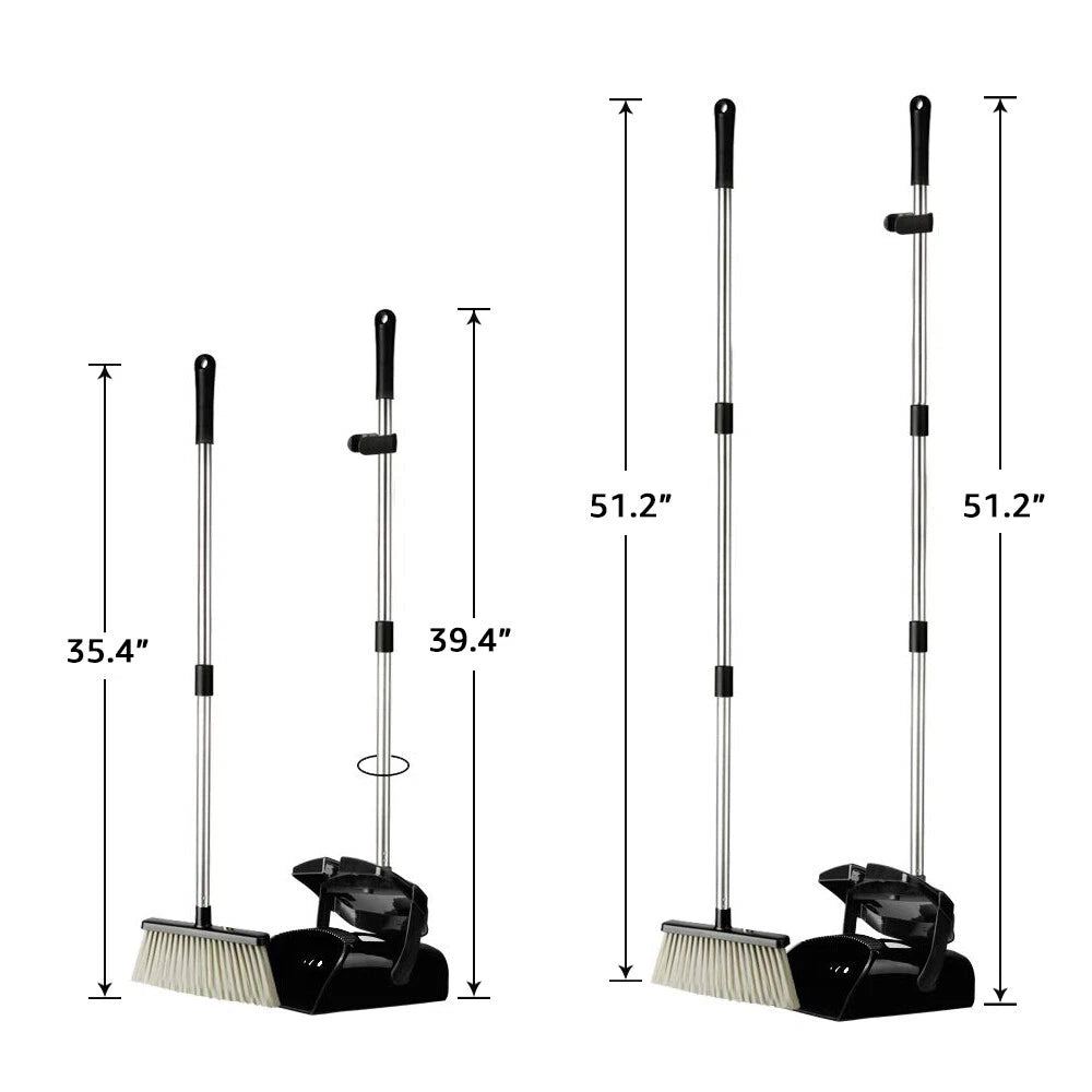 51" Easy Upright Broom and Dustpan Set w/ Lid Stainless Steel Combo Sweep Clean