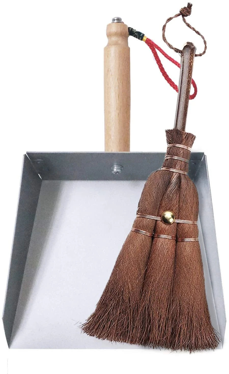 Mini Metal Dustpan and Brush Set Handmade Natural Bristle Hand Broom