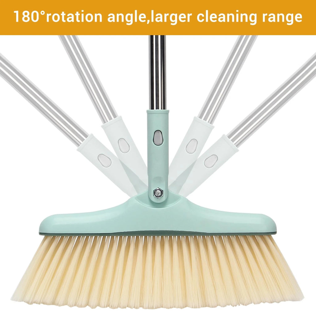 Broom and Dustpan Set with Long Handle Stand Up Pan for Home Office Lobby Use
