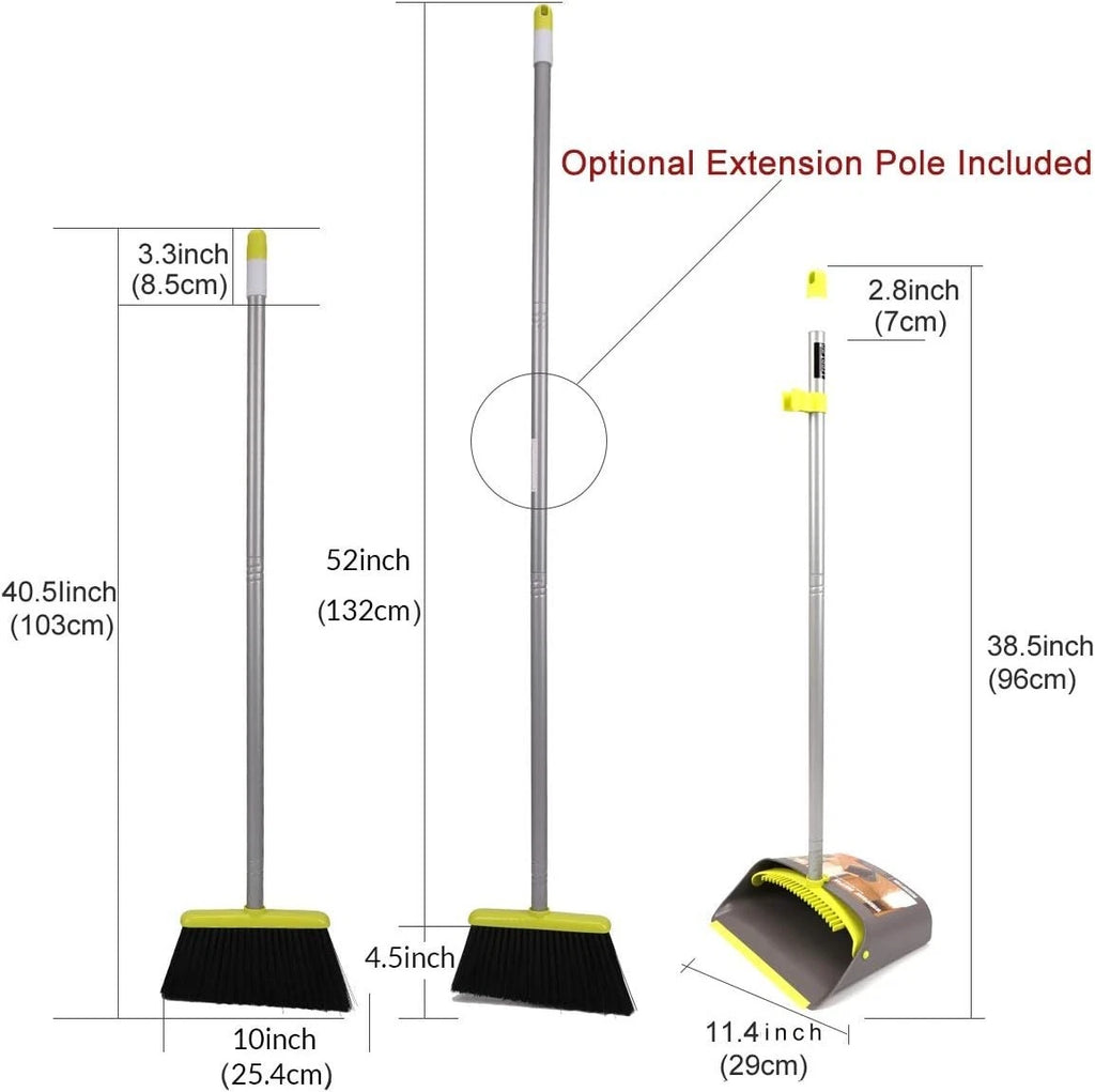 Broom and Dustpan Set, TreeLen Broom with Dust Pan with Long Handle Combo Set
