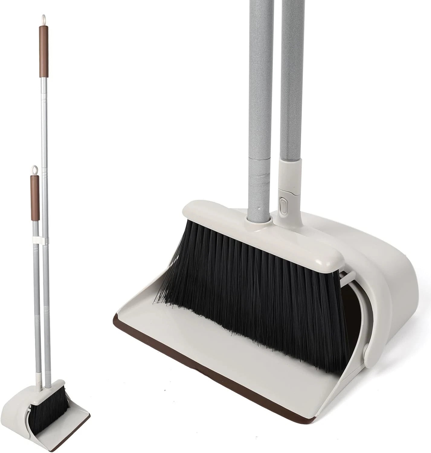 Broom & Dustpan Set - 54" Long Handle, Upright Lightweight for Home/Kitchen