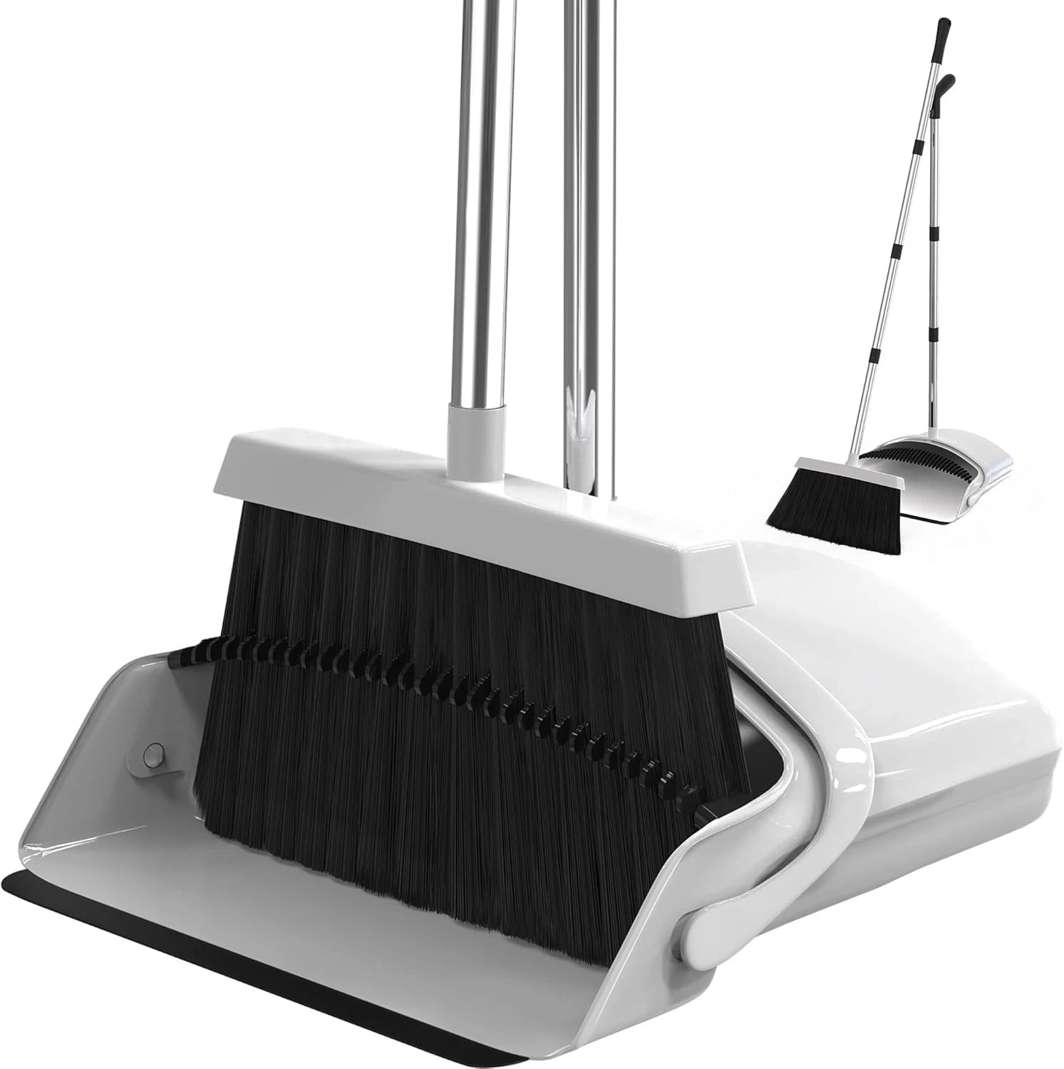 Broom and Dustpan Set - Adjustable Handle, Upright Standing, Lightweight and Rob