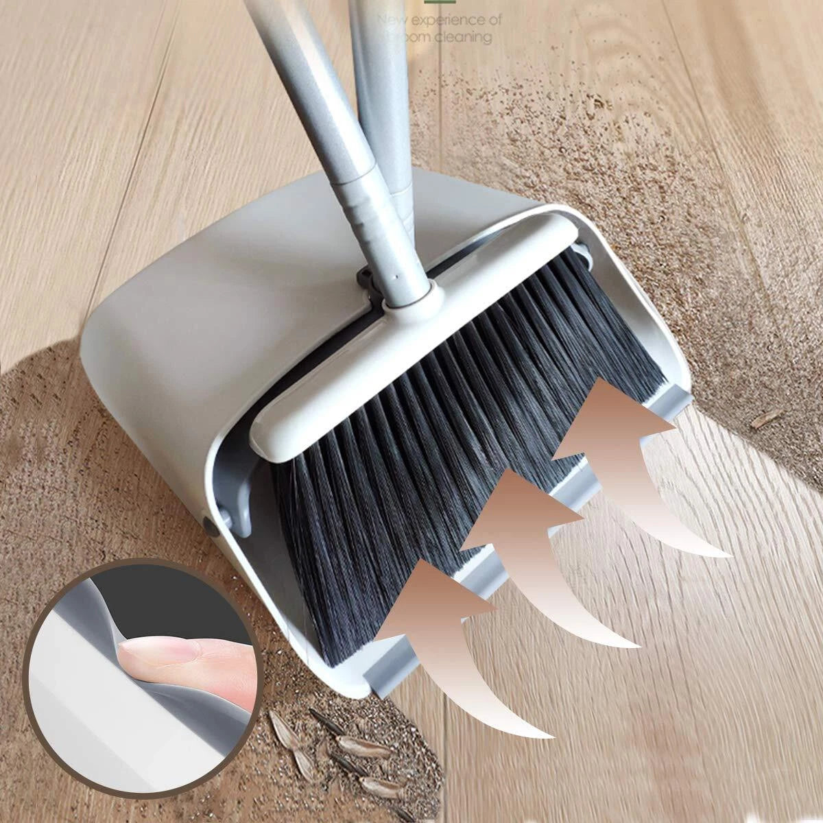 Broom and Dustpan Set Long Handle Lightweight Upright Standing Home Kitchen