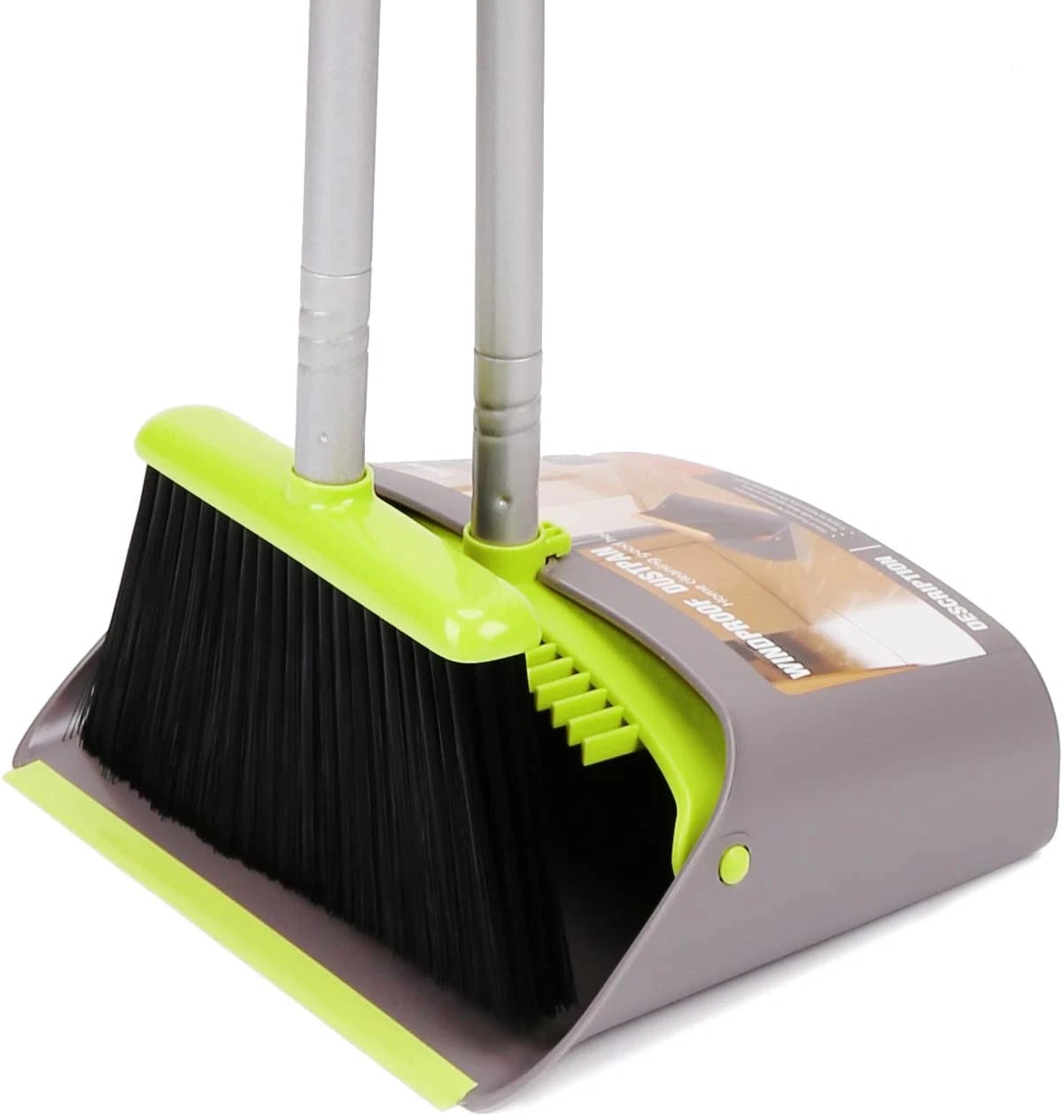Treelen Broom and Dustpan Set, Treelen Broom with Dust Pan with Long Handle Comb