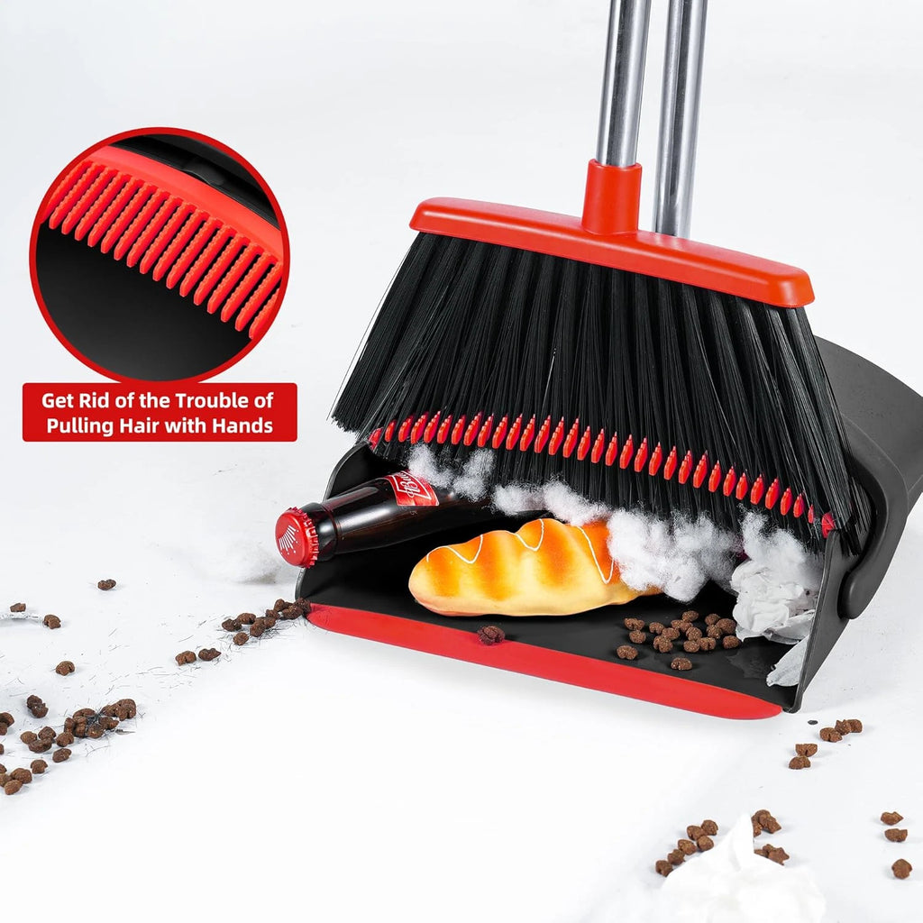 Broom and Dustpan Set, Broom with Dustpan Combo Set with Adjustable Handle Dust