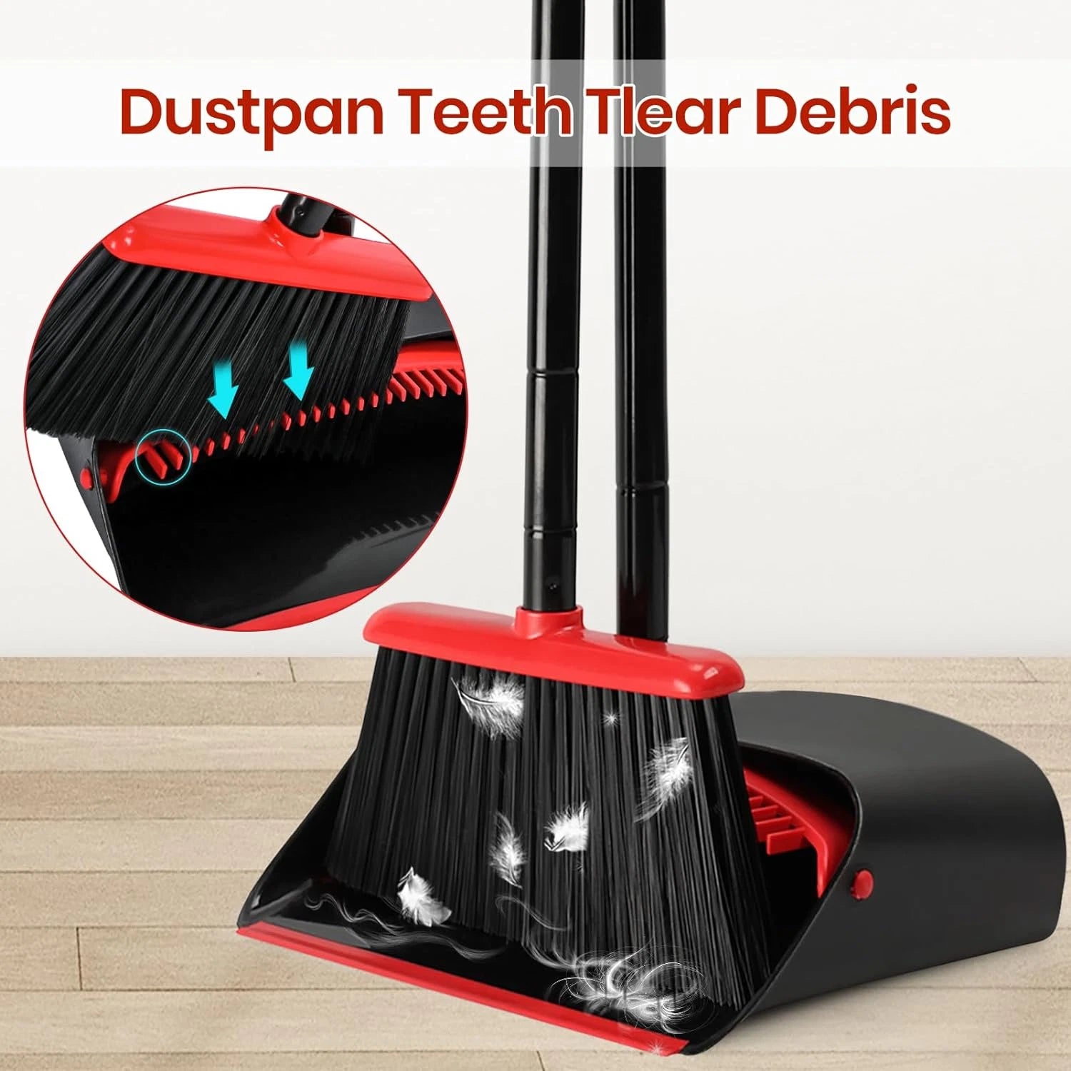 Broom and Dustpan Set for Home,Upright Broom and Dustpan Combo Sweep Set