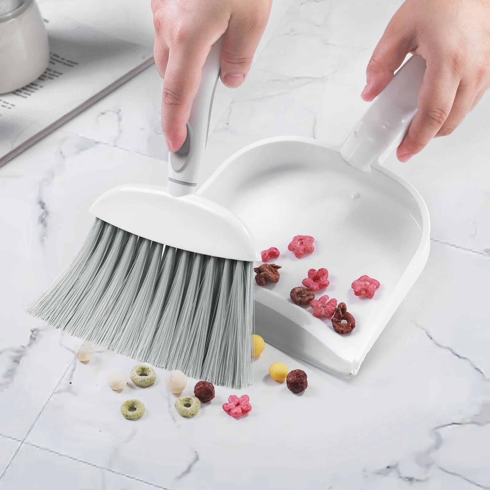Small Dust Pan and Brush Set Mini Broom and Dustpan Hand and Combo with Teeth
