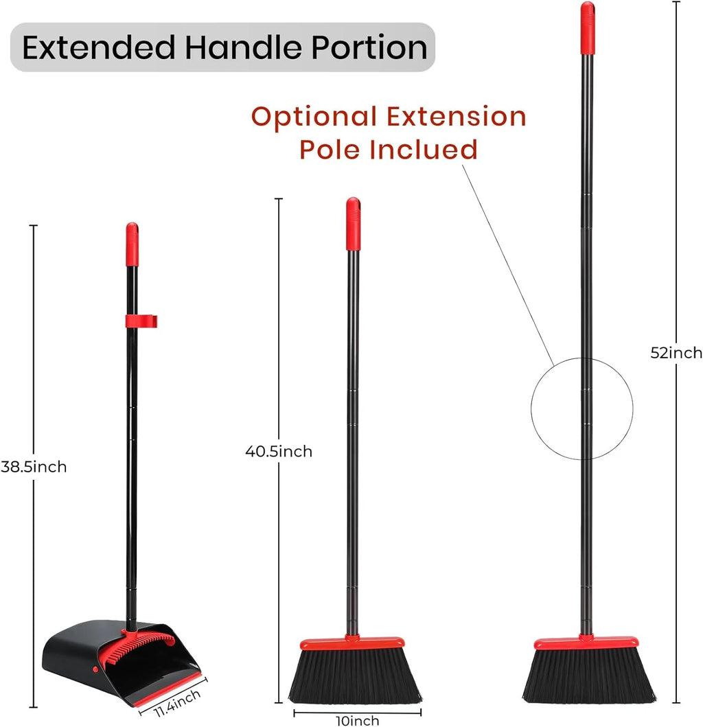 Broom and Dustpan Set for Home,Upright Broom and Dustpan Combo Sweep Set