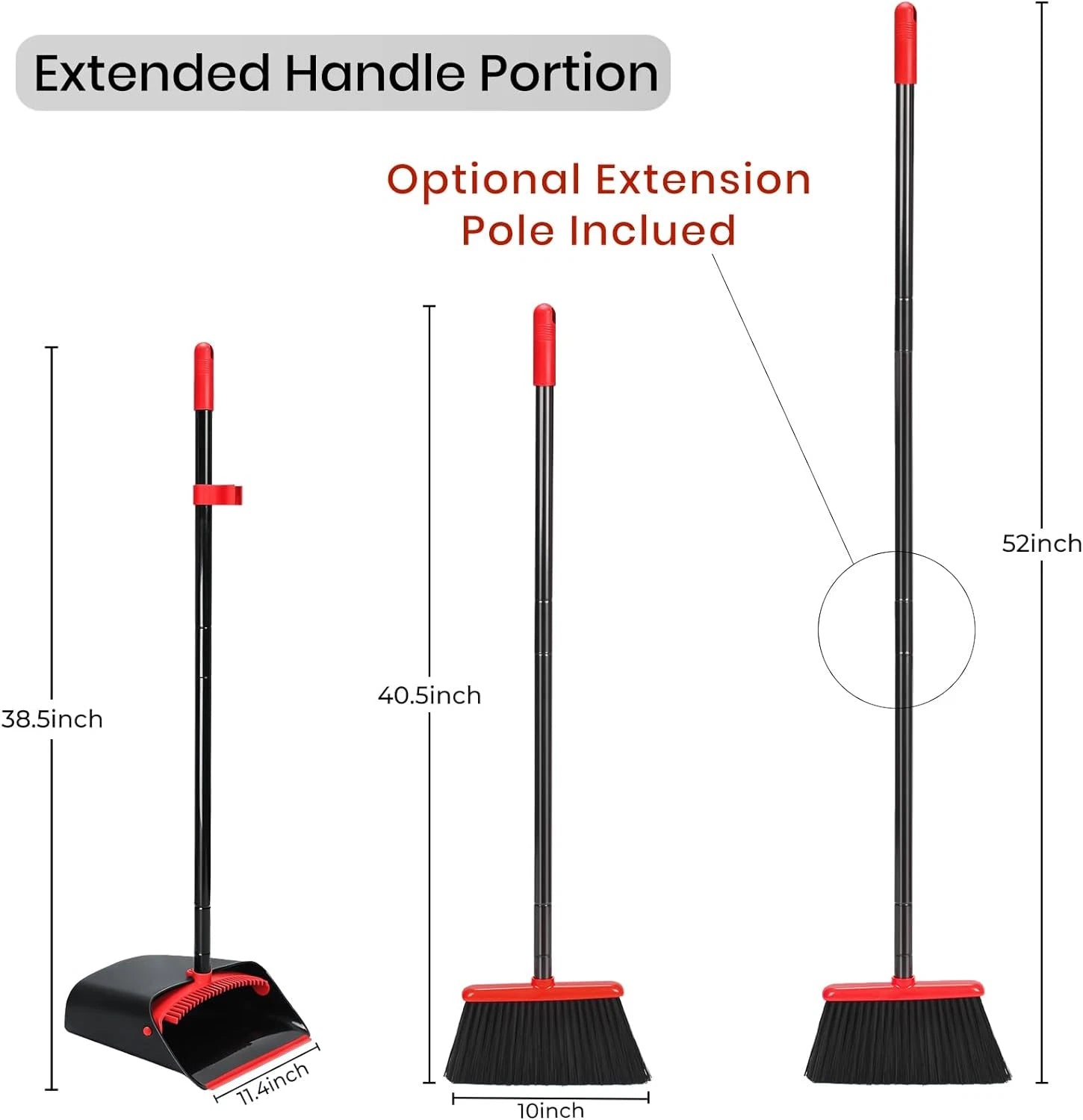 Broom and Dustpan Set for Home,Upright Broom and Dustpan Combo Sweep Set