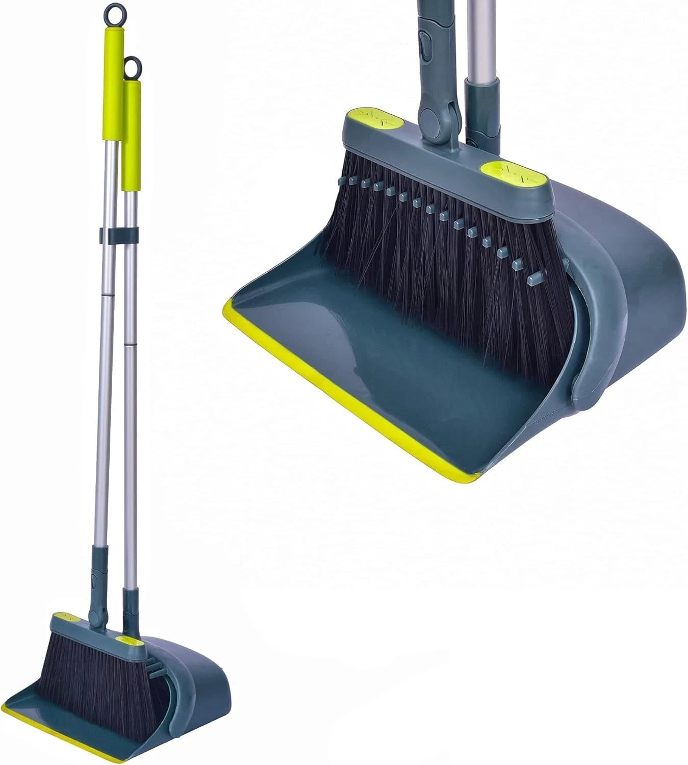 Broom & Dustpan Set - 54" Long Handle, Upright Lightweight for Home/Kitchen