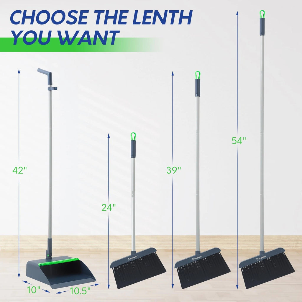 Broom and Dustpan Set with 54'' Adjustable Long Handle, Angled Broom with Dus...