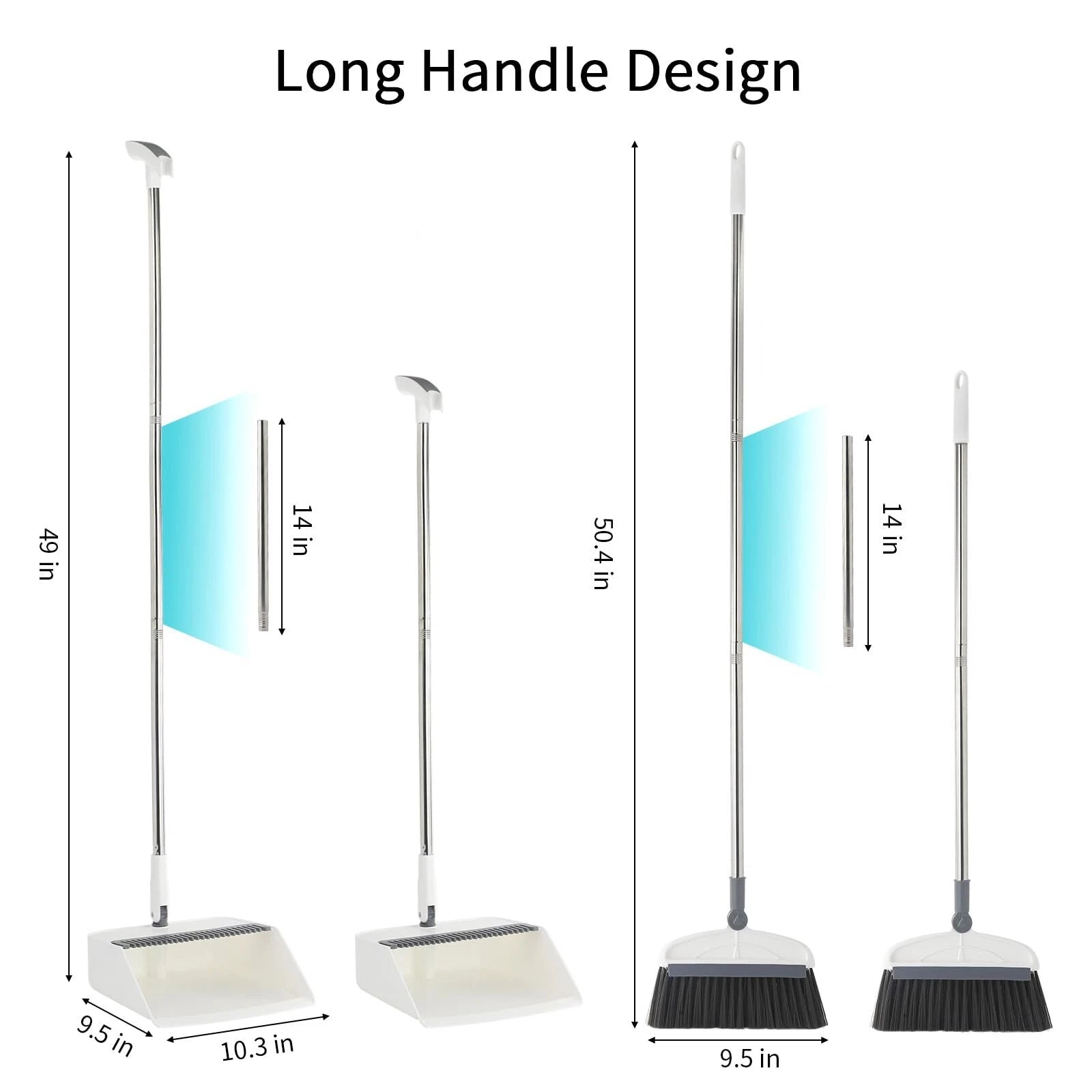Broom with Dustpan Combo Set, 2 in 1 Broom and Dustpan Set with Long Handle, ...