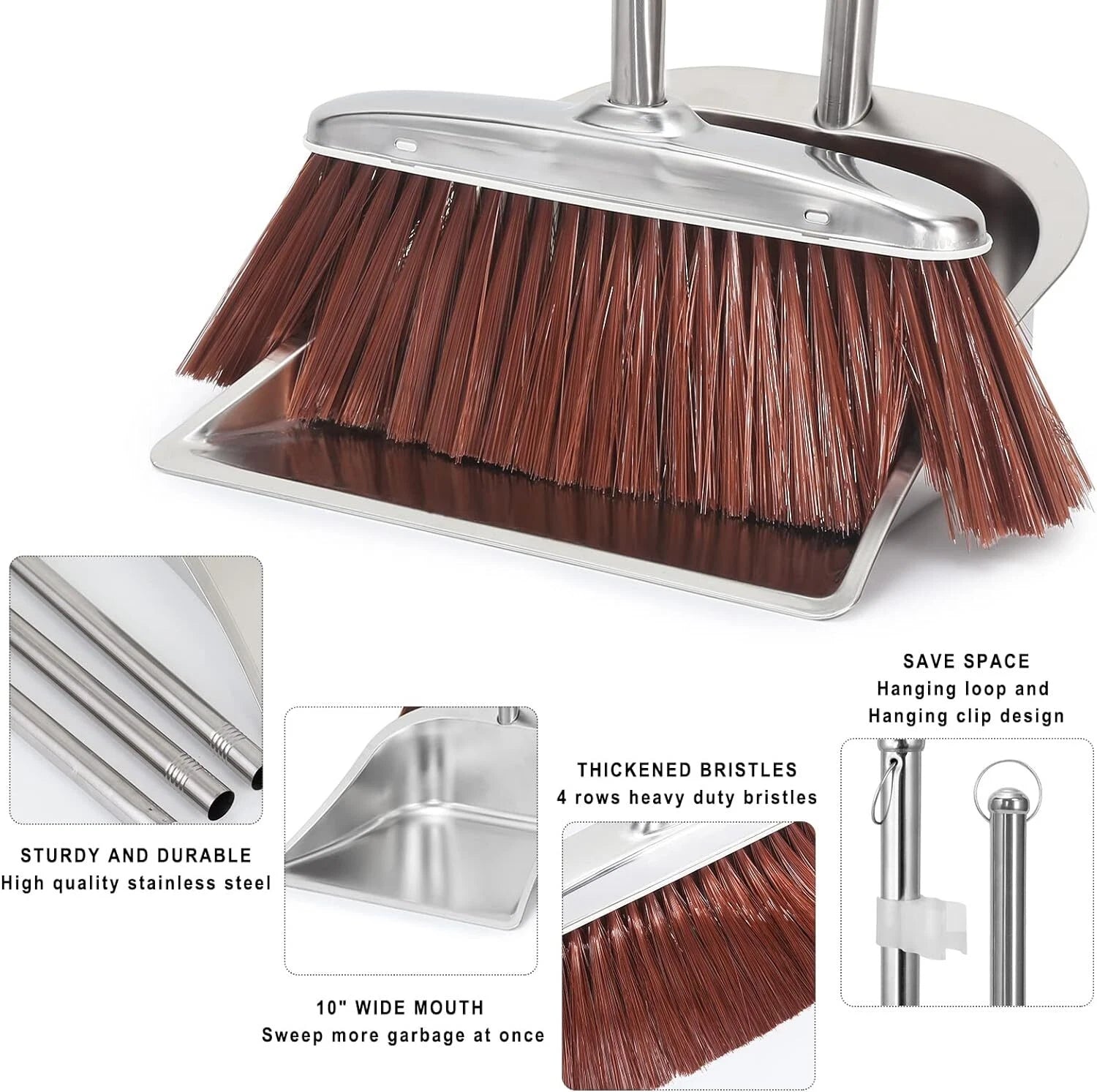 Broom and Dustpan Set for Home Sweeping Indoor Outdoor Kitchen Office Lobby NEW