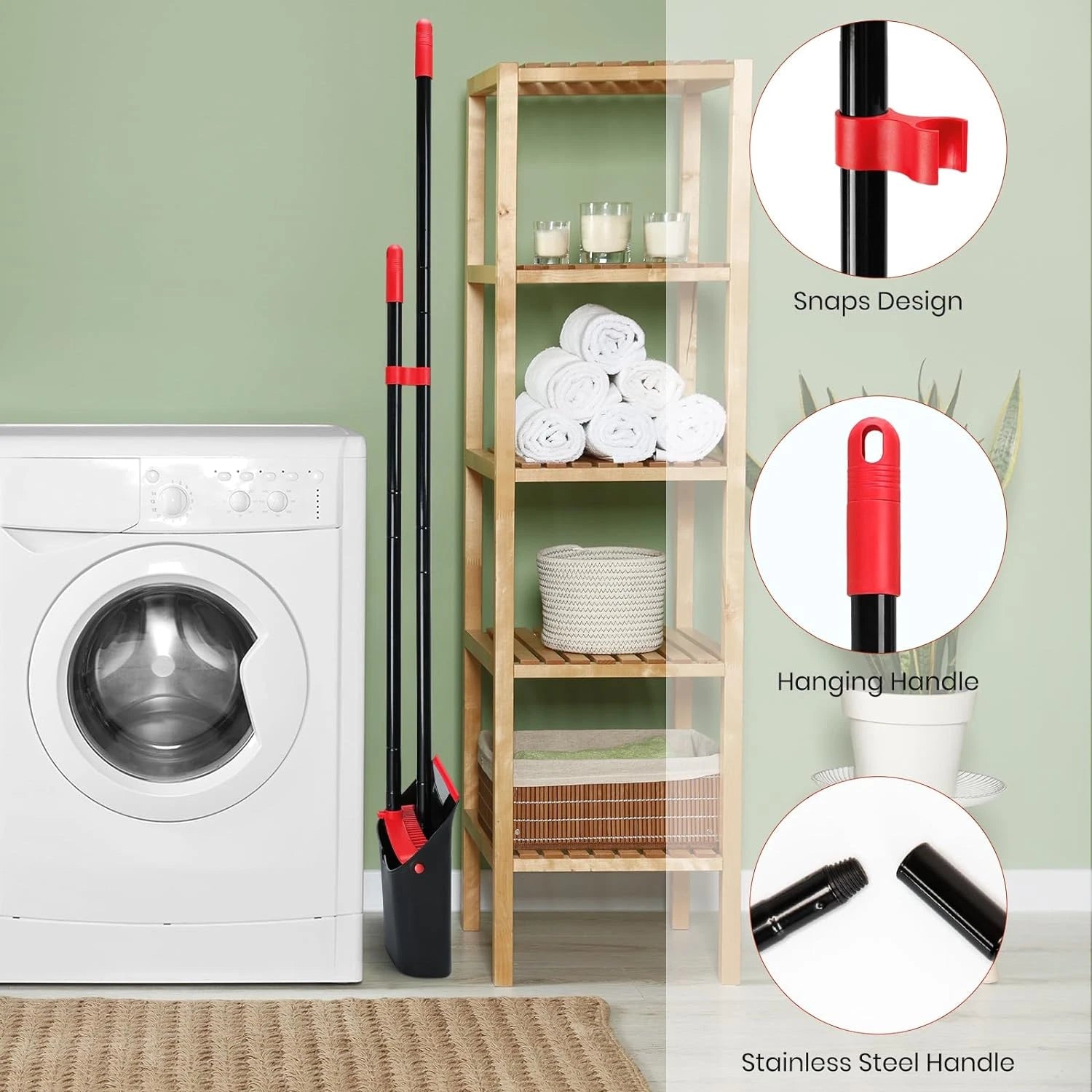 Broom and Dustpan Set for Home,Upright Broom and Dustpan Combo Sweep Set
