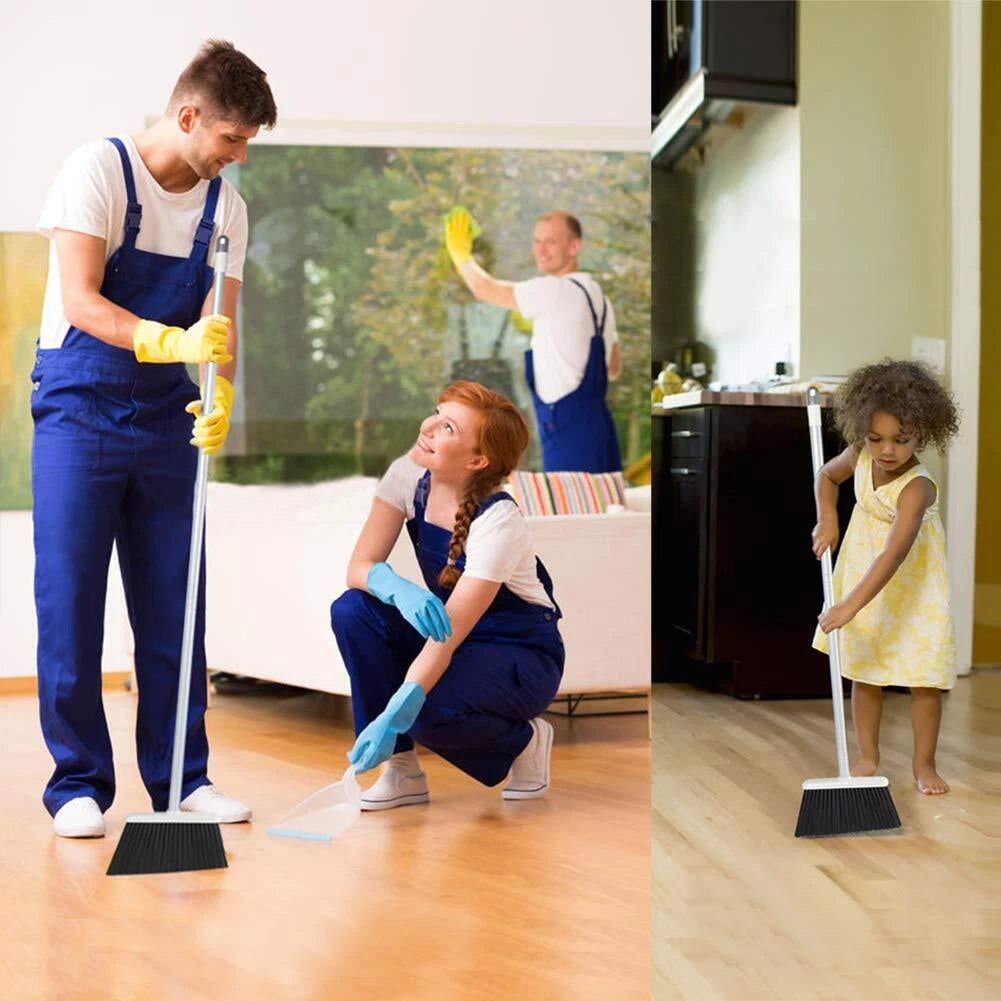 Broom and Dustpan Set Long Handle Lightweight Upright Standing Home Kitchen