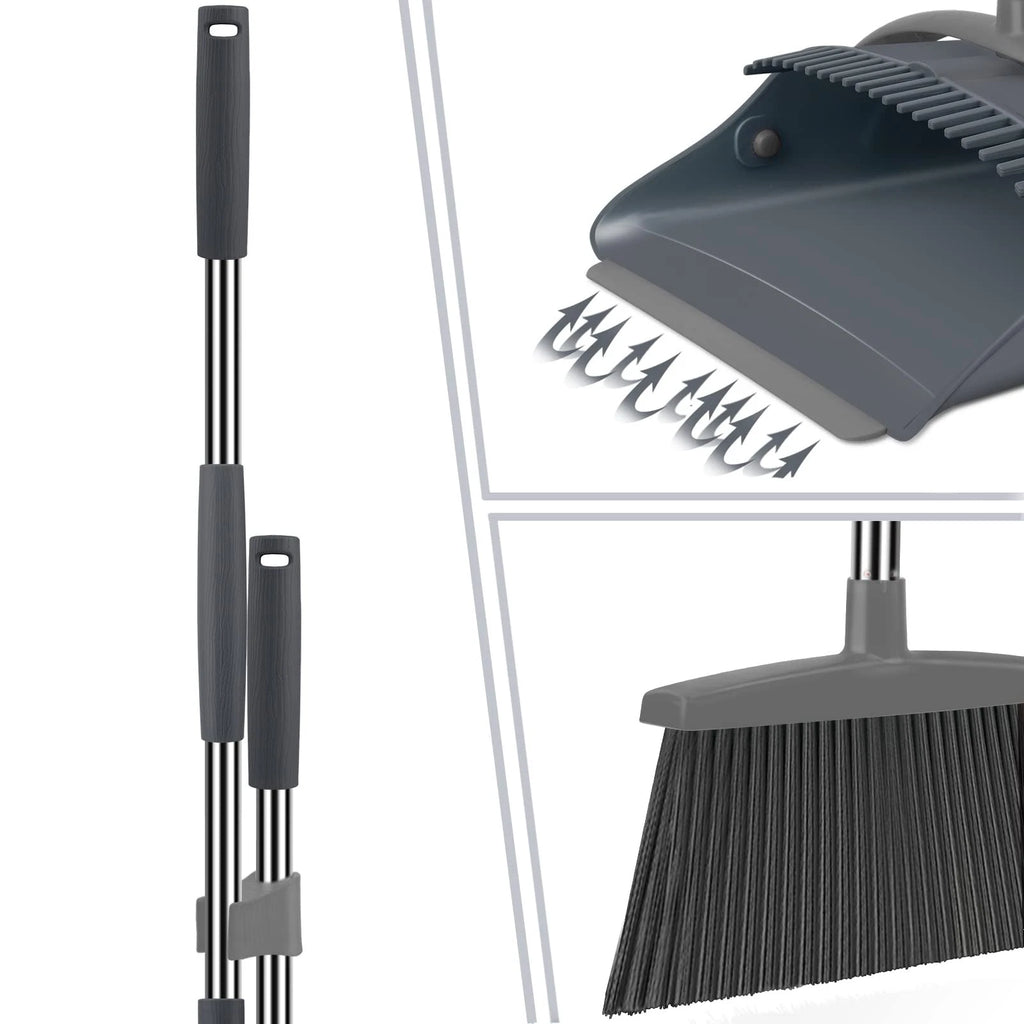 Broom and Dustpan Set, Dust pan with Long Handle, Broom with Dustpan Combo Se...