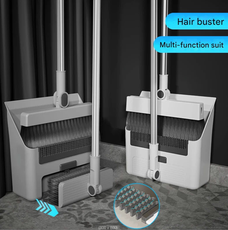 4 in1 Broom and Dustpan Set Lightweight Upright Lobby Broom and Dust Pan Combo/