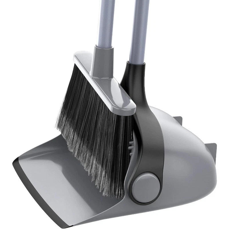 Broom and Dustpan Set with Adjustable Long Handle, Upright Combo for Floor