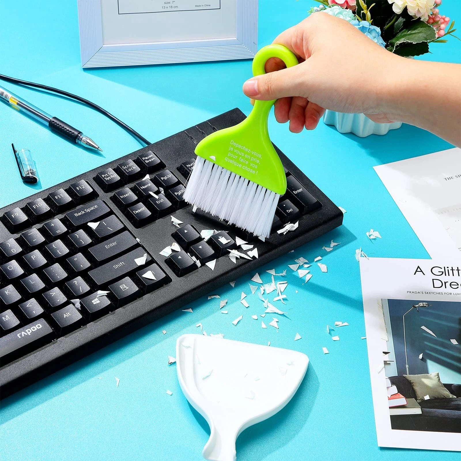 3 Pack Small Broom and Dustpand Set Handheld Cleaning Brush with Dustpan