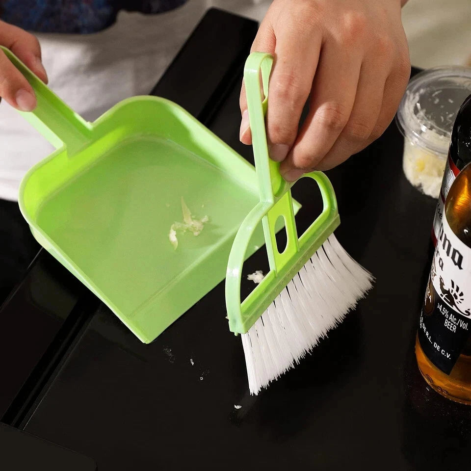 3 Pack Mini Hand Broom and Dustpan Set Small Dust Pans with Brush