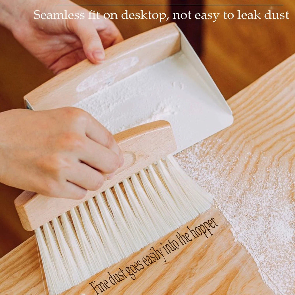 Mini Broom and Dustpan Set Small Metal and Brush Hand Whisk for Home Office