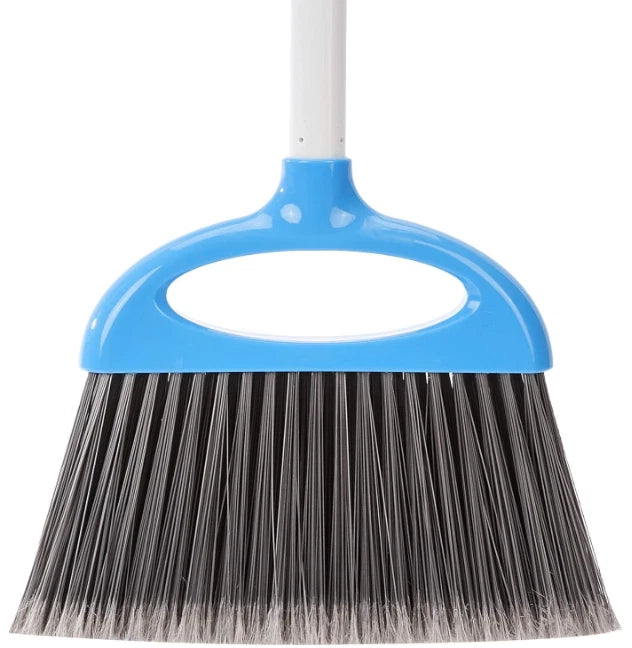 Dustpan and Broom Set with Long Handle, Easy Assembly, Blue White