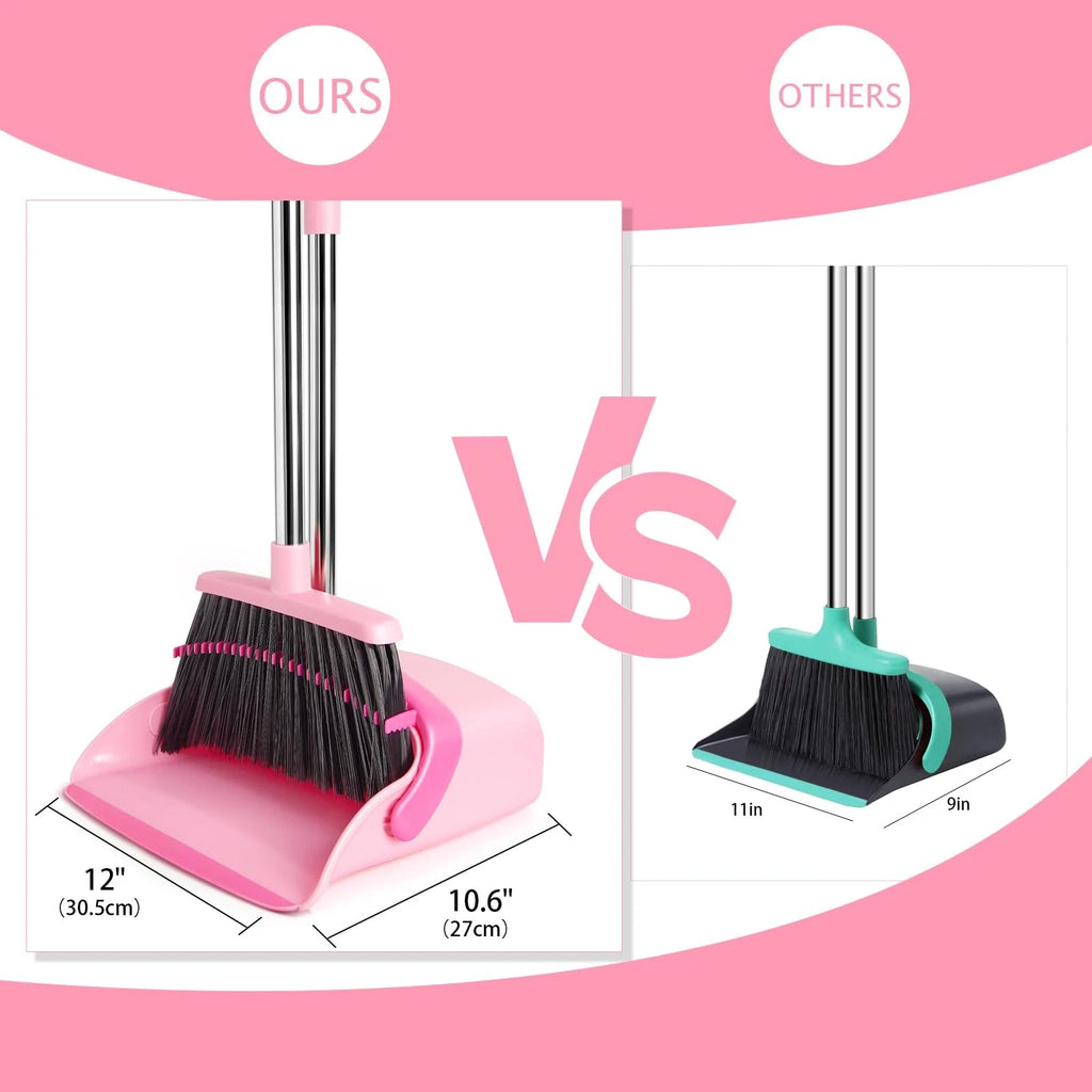 Broom and Dustpan Set, Dustpans with Broom Combo for Home, Heavy Dust Broom a...