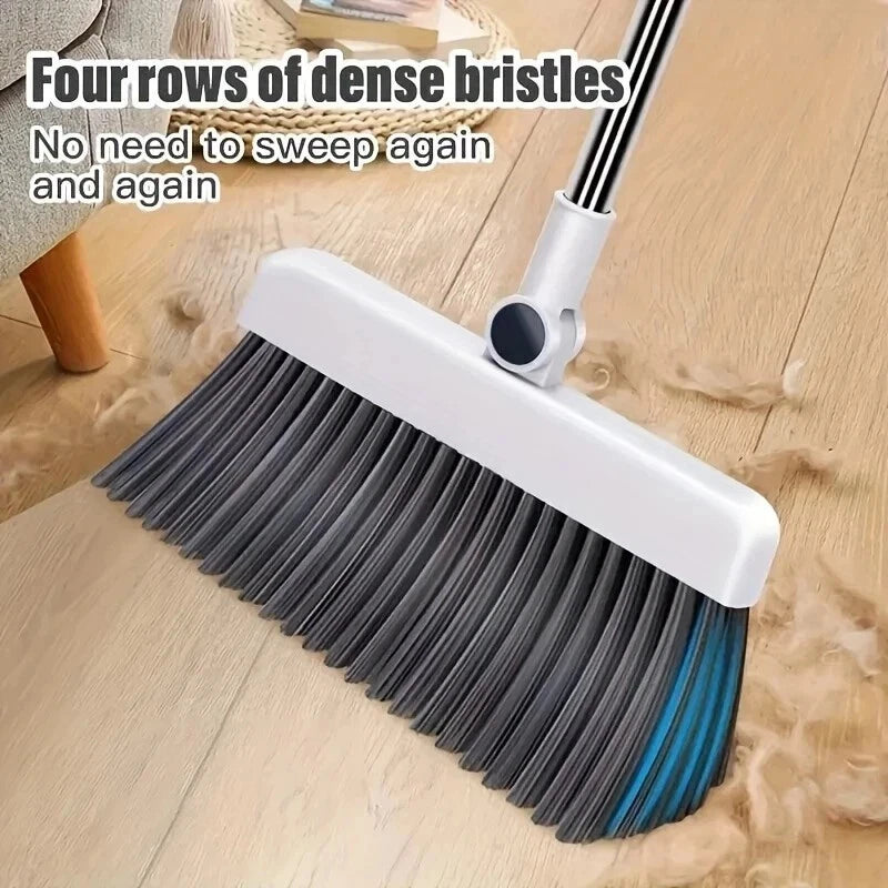 3-in-1 Broom and Dustpan Set with Long Handle and Comb, Ideal for Home