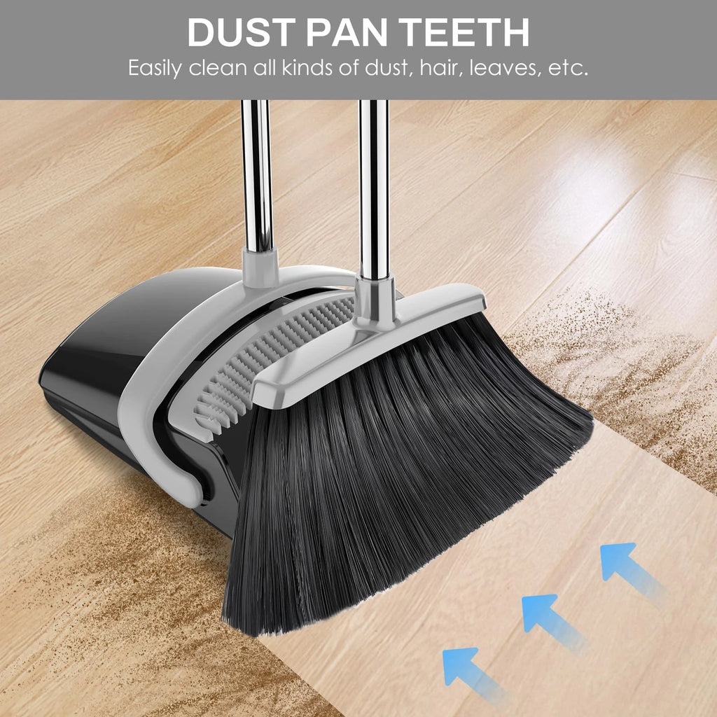 Broom and Dustpan Set for Home 51-in Long Adjustable Handle Angle and Combo