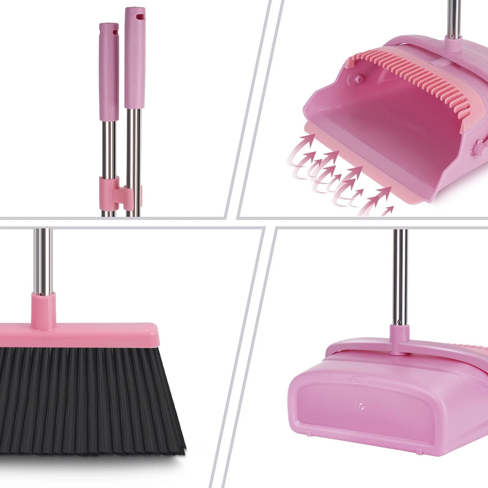 Broom And Dustpan Set For Home Office Indoor&outdoor Sweeping Stand Up Broom And