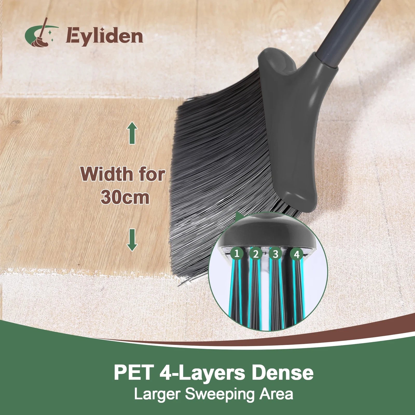 New Thicker Broom and Dustpan Set with Extendable Long Handle and Dustpan Comb,