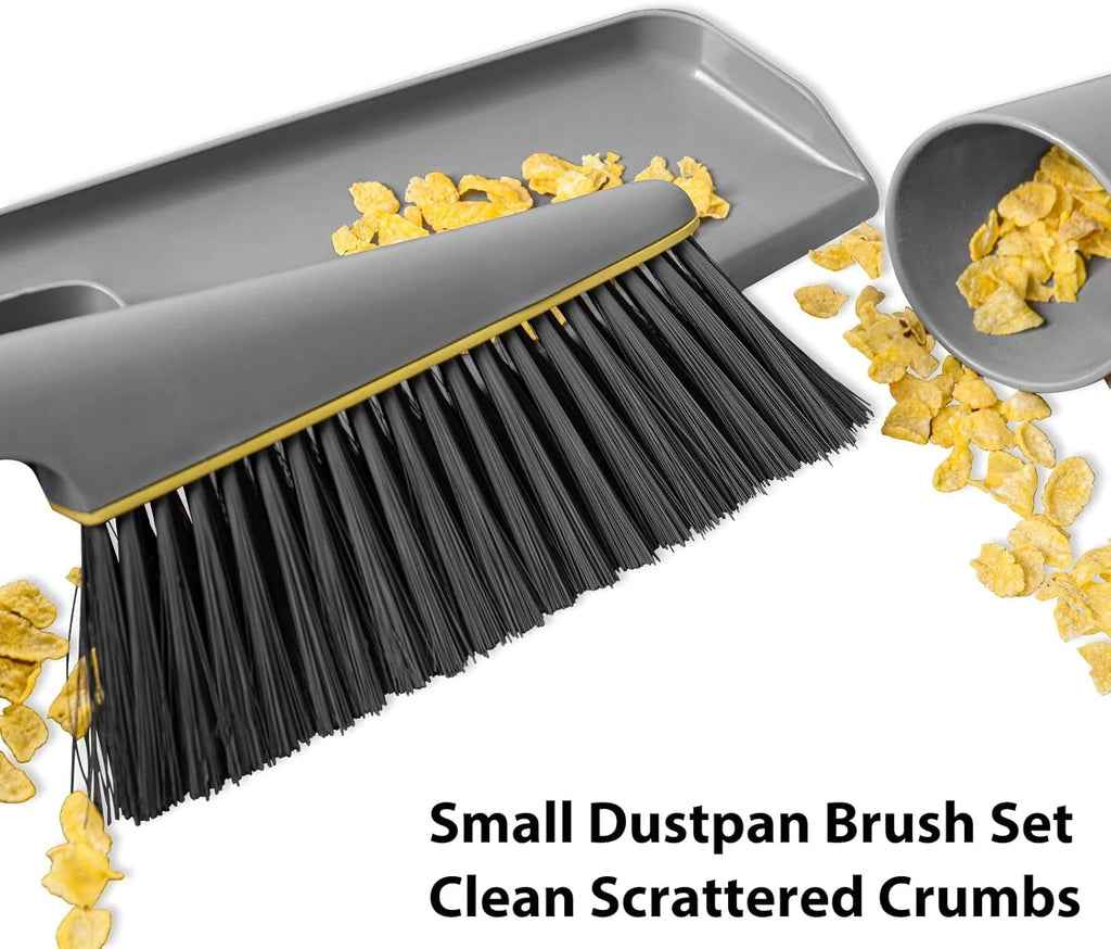 Small Broom and Dustpan Set, Hand Mini Dust-Pan and Brush, Handheld Portable Com