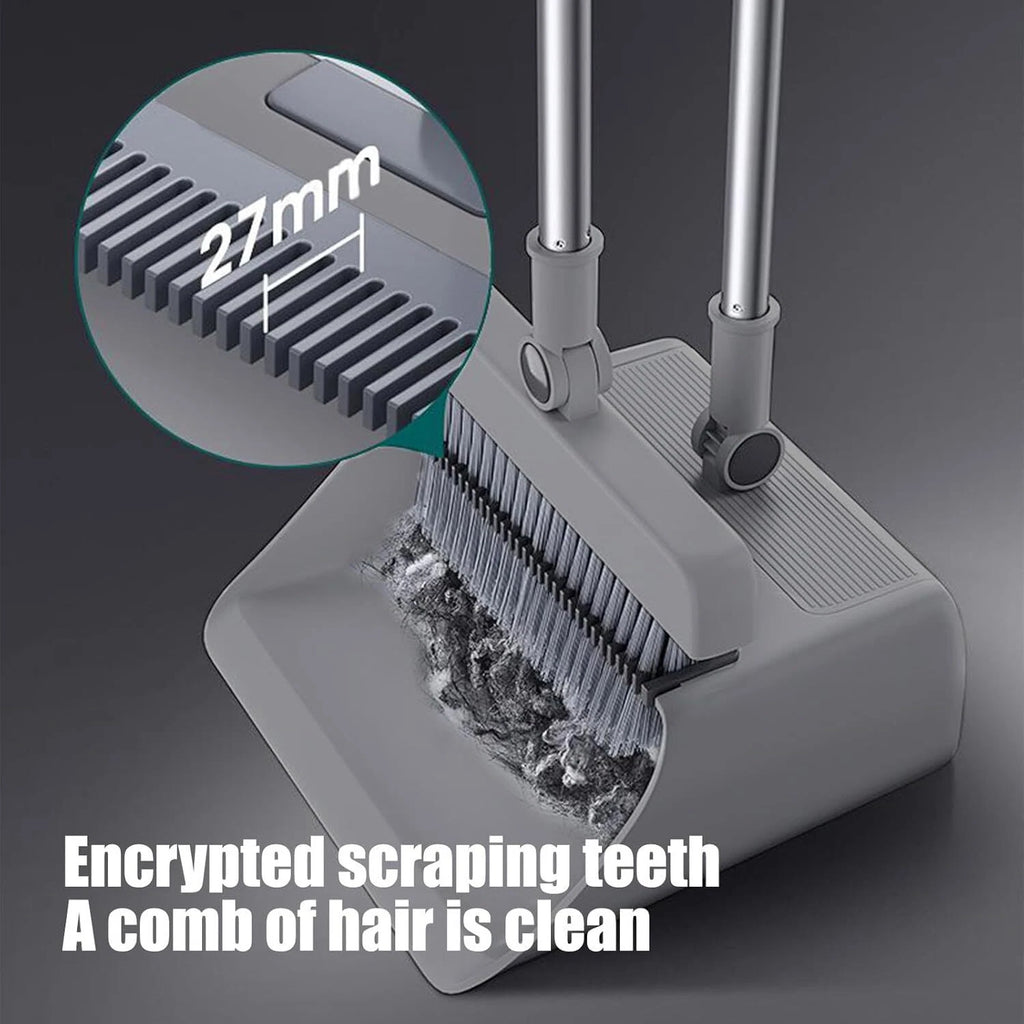 Broom & Dustpan Set 36-In Long Adjustable Handle Home Kitchen Office Hall Floor