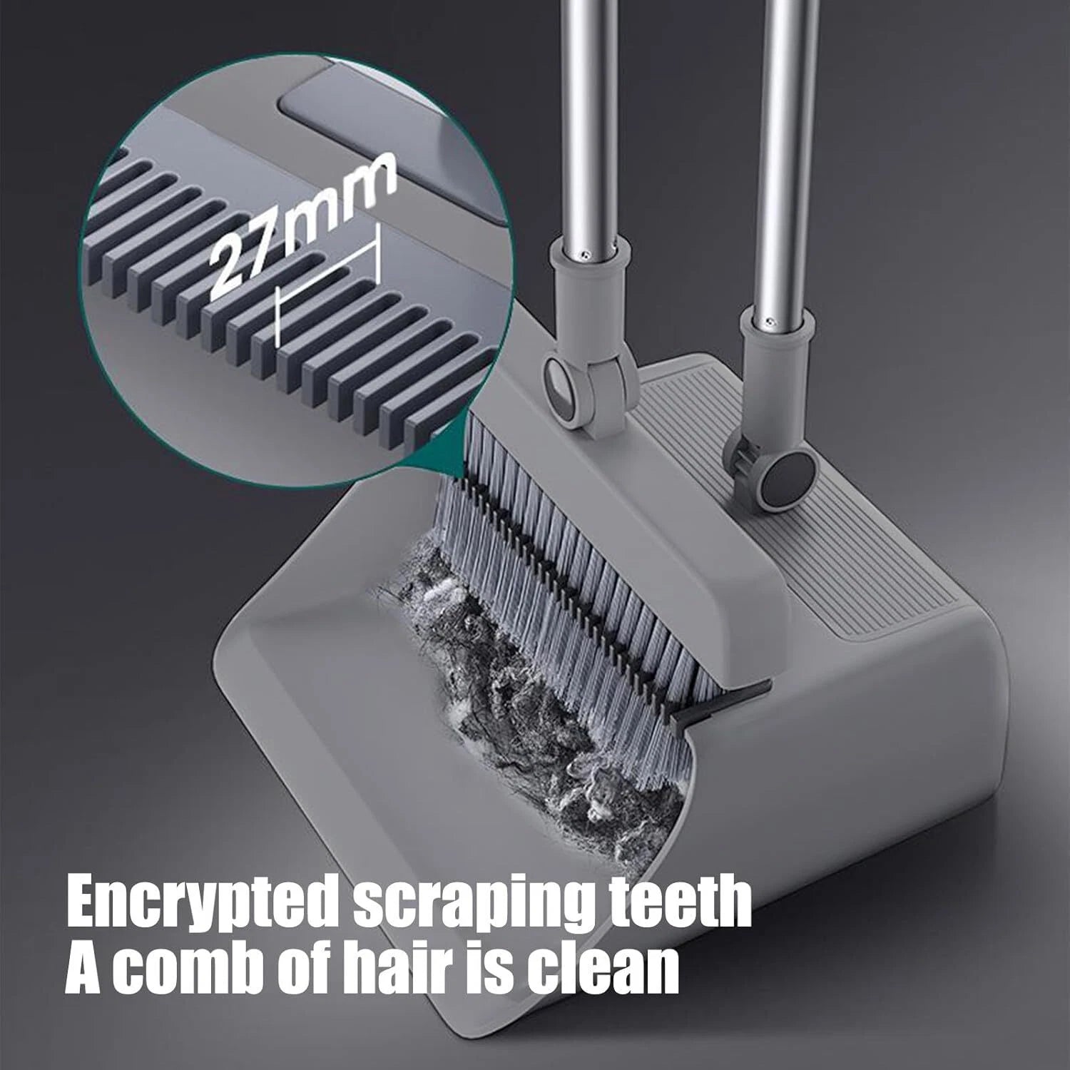 Broom & Dustpan Set 36-In Long Adjustable Handle Home Kitchen Office Hall Floor