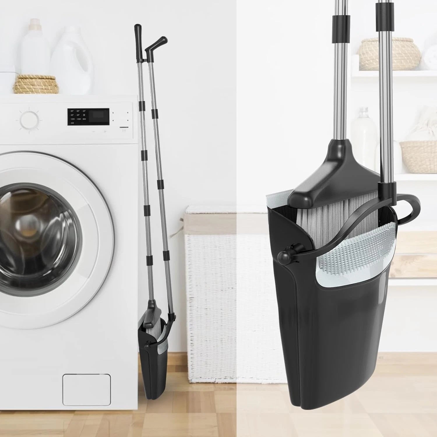 Broom and Dustpan Set 54" Long Handle for Home Use