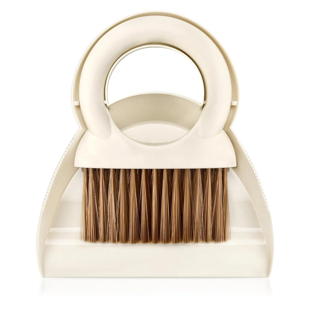 Mini Hand Broom and Dustpan Set: Small Brush Pan for Cleaning Home, White