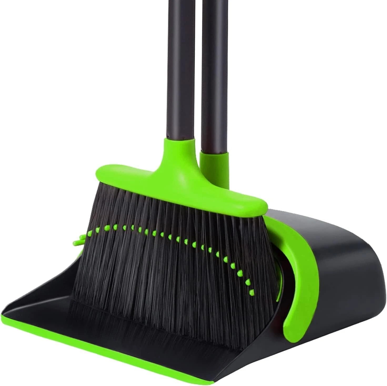 Broom with Dustpan Combo Set Broom and Dustpan Set with 51.6’’ Long Handle Green