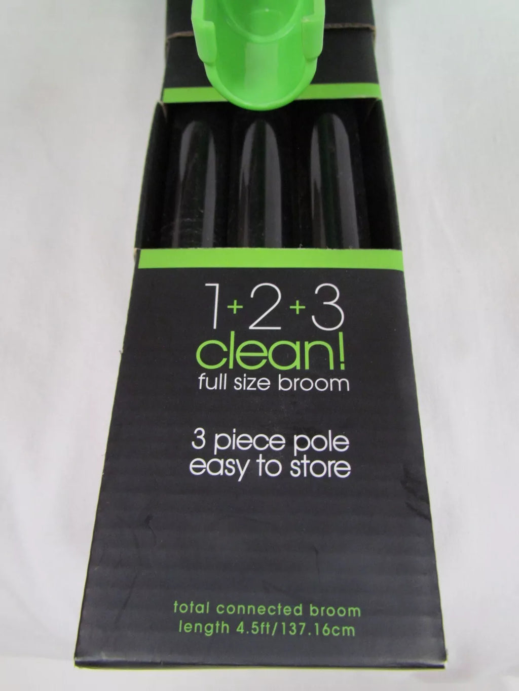 Casabella Basics 3-Piece Angled Broom and Dustpan Cleaning Set, Black/Green New
