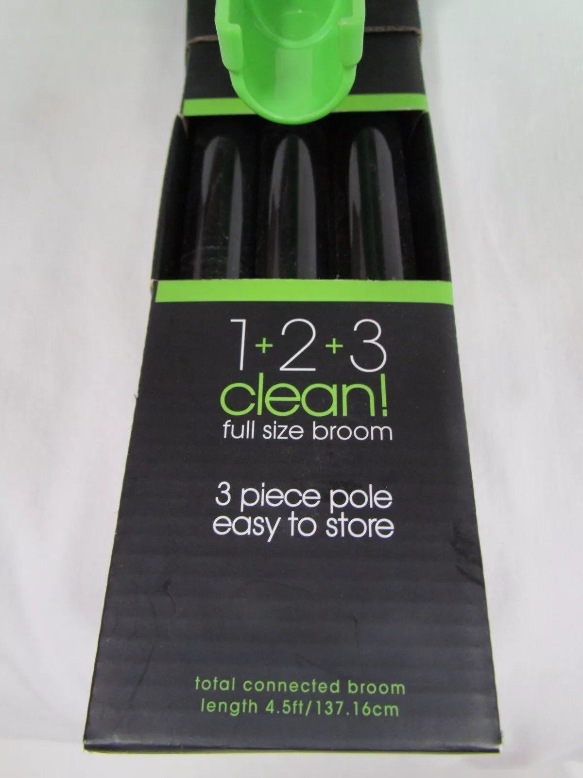 Casabella Basics 3-Piece Angled Broom and Dustpan Cleaning Set, Black/Green New