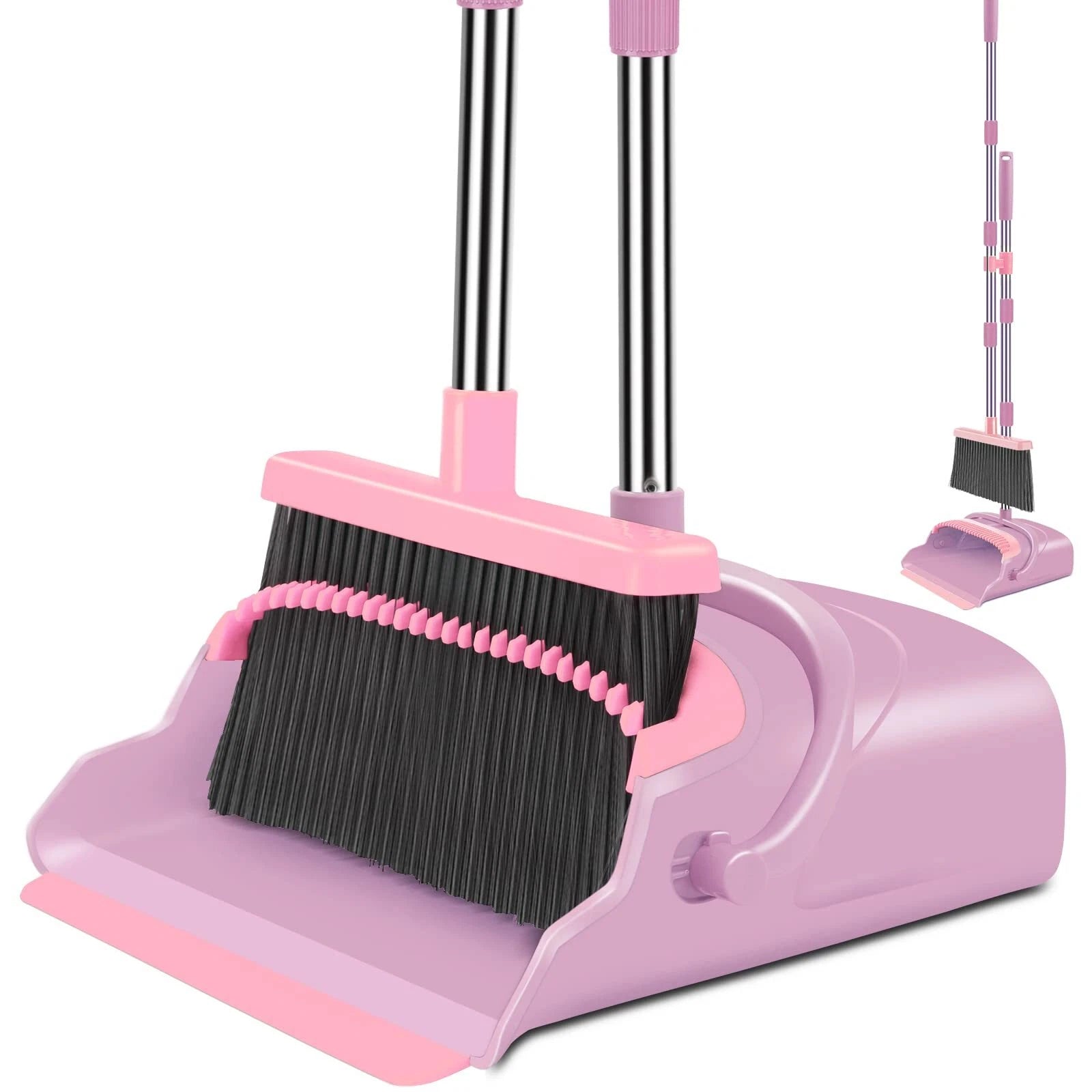 Broom And Dustpan Set For Home Office Indoor&outdoor Sweeping Stand Up Broom And