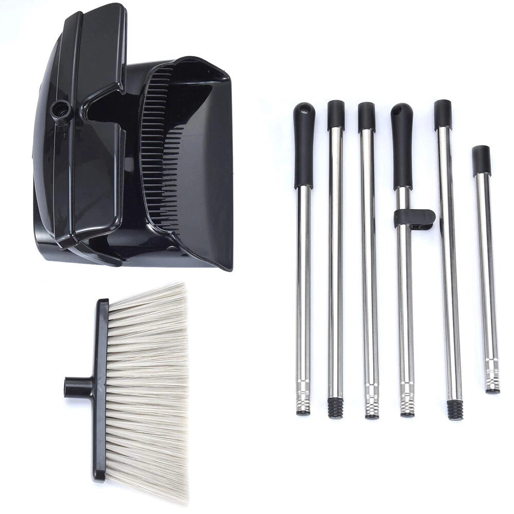 51" Easy Upright Broom and Dustpan Set w/ Lid Stainless Steel Combo Sweep Clean
